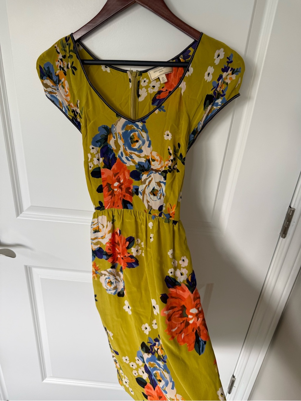Anthropologie Floral Silk Dress Size 10
